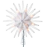 Kurt S. Adler 10 Light 12" Indoor 8-Point Silver Capiz Star Christmas Tree Topper