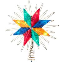 Kurt S. Adler 10 Light 12" Indoor 8-Point Multicolor Capiz Star Christmas Tree Topper