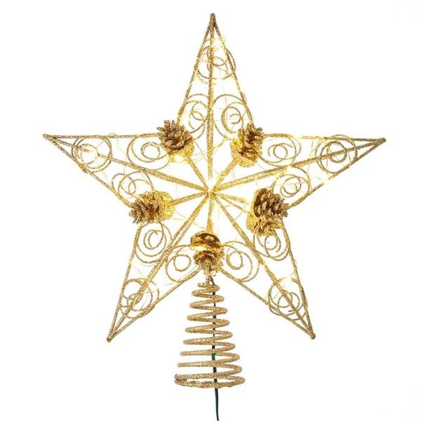 11.7" 30 Light Gold Star Tree Topper