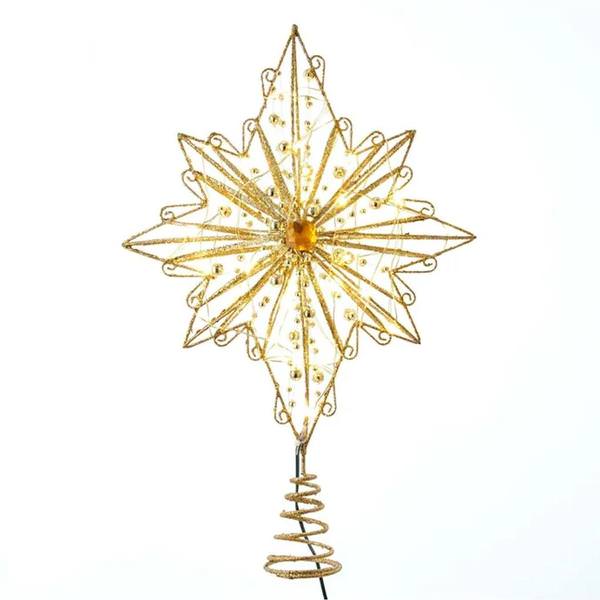 15.5" 30 Light Gold Star Tree Topper