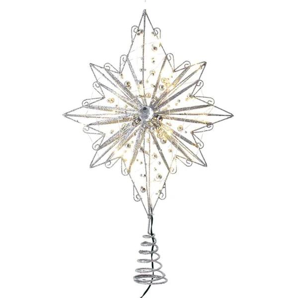 15.5" 30 Light Silver Star Tree Topper