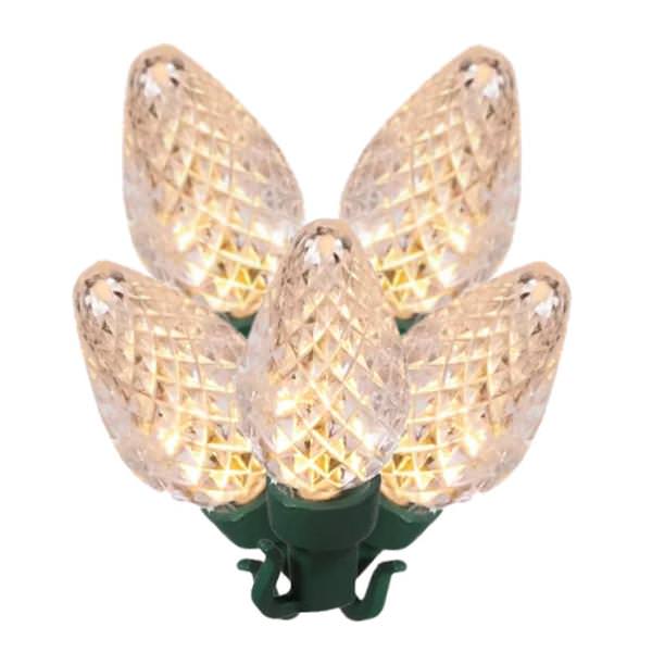 25 Light 10.7' Green Wire Warm White LED C7 String with 8" Spacing