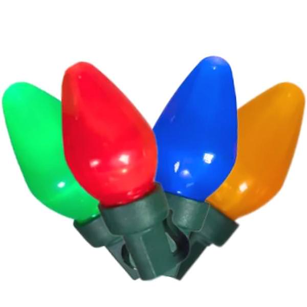 25 Light 10.7' Green Wire Multi-Color Pear LED C7 String with 8" Spacing