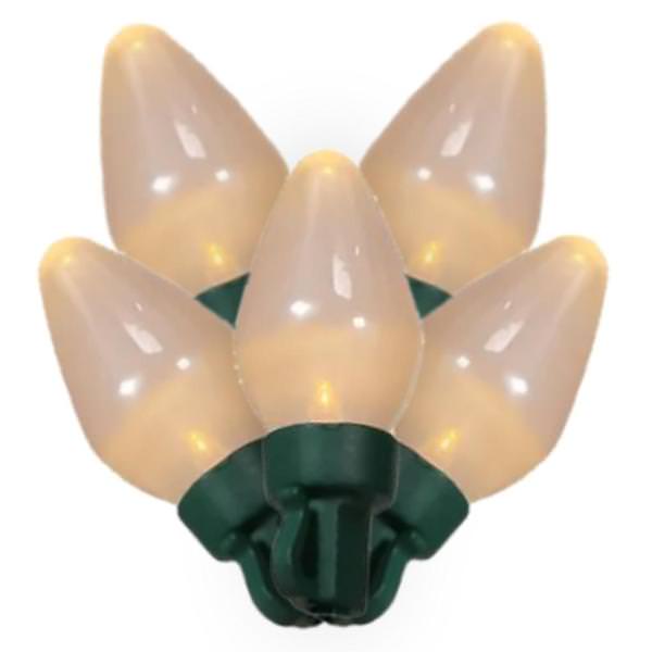 25 Light 10.7' Green Wire Warm White Pear LED C7 String with 8" Spacing