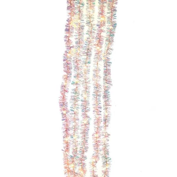 6.5' 100 Light Silver Wire Warm White Tinsel Lights