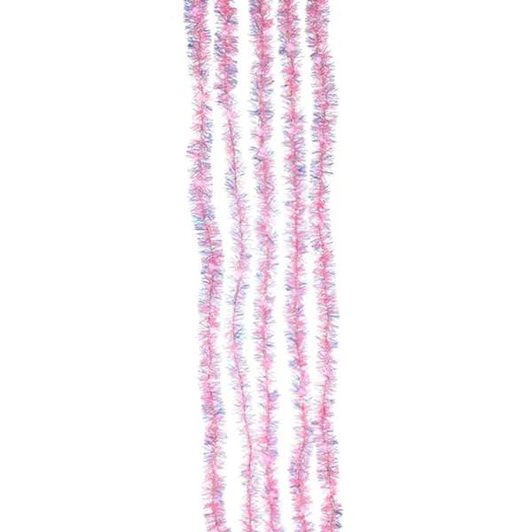 6.5' 100 Light Silver Wire Pink Tinsel Lights