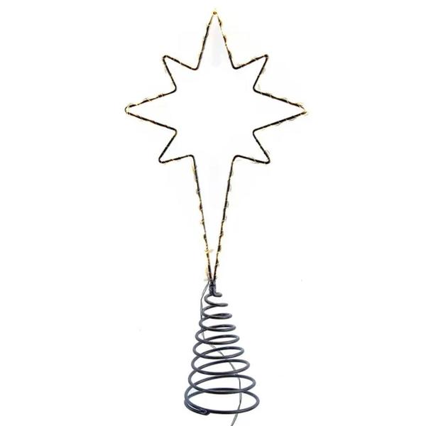 12" 60 Light Metal Twinkle Warm White Star Tree Topper