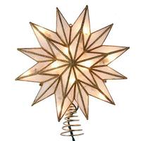 Kurt S. Adler 10 Light 9" 12-Point Indoor Gold Capiz Star Christmas Tree Topper