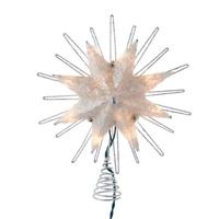 Kurt S. Adler 10 Light 9.5" 8-Point Indoor Silver Capiz Star Christmas Tree Topper