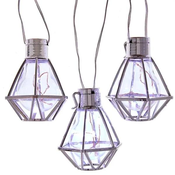 18.5' 50 Light Silver Warm White Caged Bulb String Set