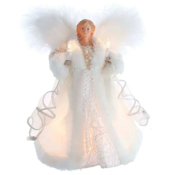10" Angel White Multicolor Christmas Tree Topper