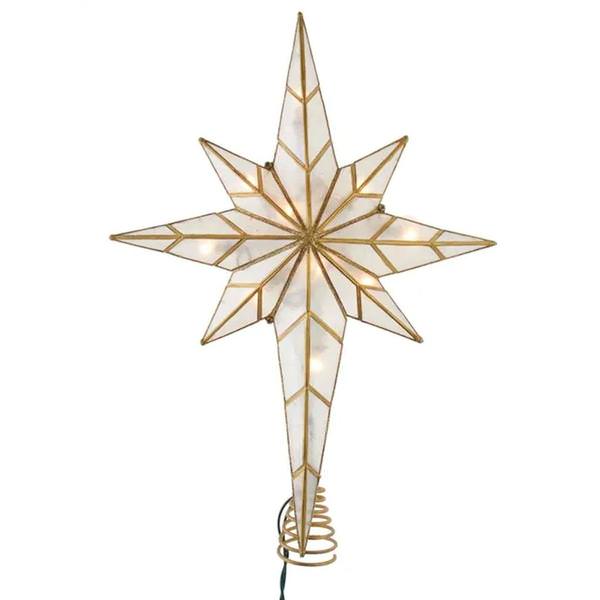 10 Light 16.7" Indoor Gold Capiz Star Christmas Tree Topper