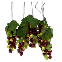 Kurt S. Adler 16.5' 100 Light Silver Wire Green/Burgundy Grape Cluster Lights String