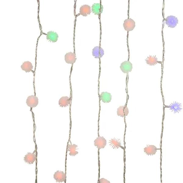 6' 50 Light LED Silver Wire Spiked Snowball String Set