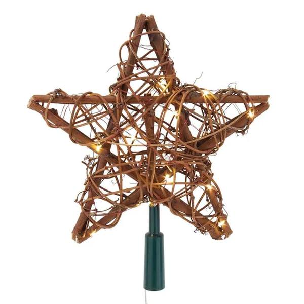 10" 20 Light Rattan Star Tree Topper
