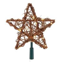 Kurt S. Adler 10" 20 Light Rattan Star Tree Topper