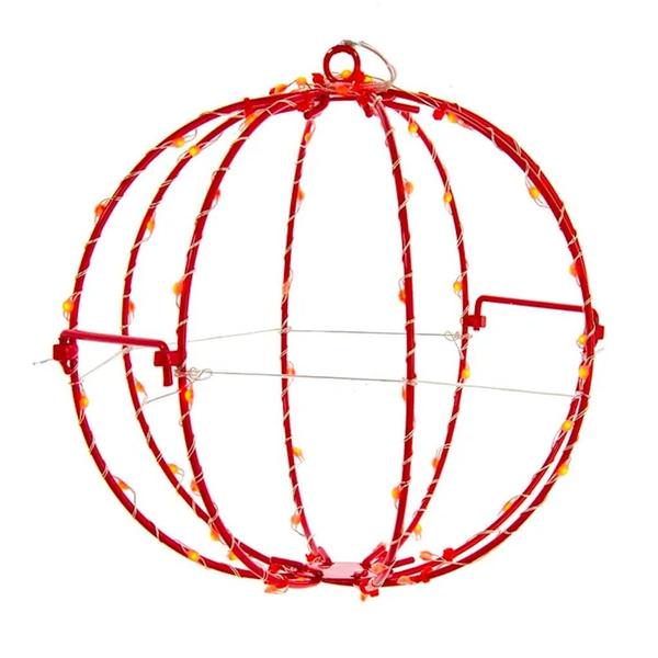 8" 64-Light Red Foldable Sphere LED Christmas Light