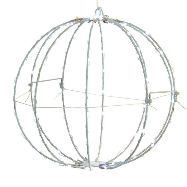 12" 100-Light Cool White Foldable Sphere LED Christmas Light
