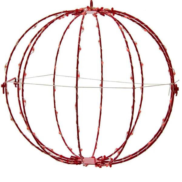 12" 100-Light Red Foldable Sphere LED Christmas Light