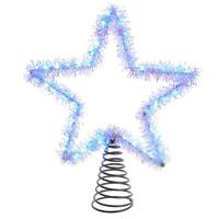 View 12.2" 55 Light Cool White Tinsel Star Twinkle Christmas Tree Topper
