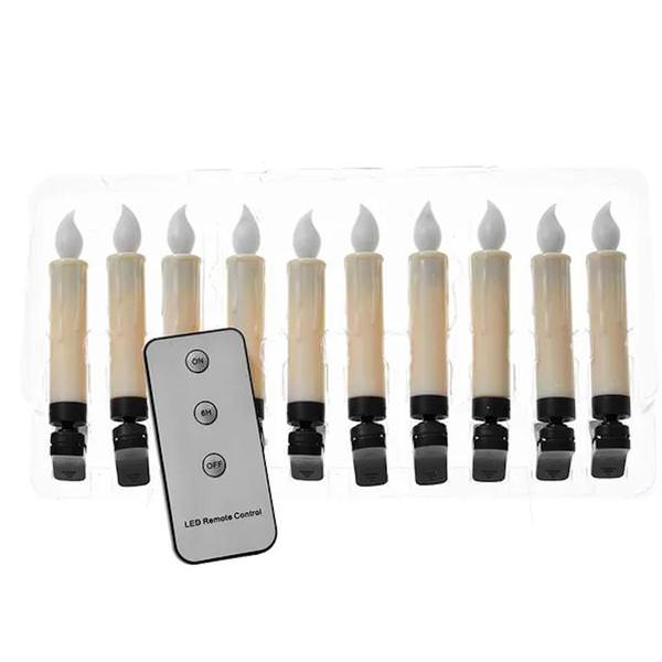 4" 10 Light 10 piece Two-Tone Amber and Warm White Battery-Operated Flicker Flame Candle 
