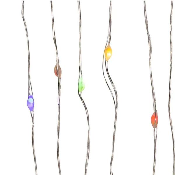 34' 100 Light Silver Wire Dual Color Battery-Operated Superbrite Remote Control Lights