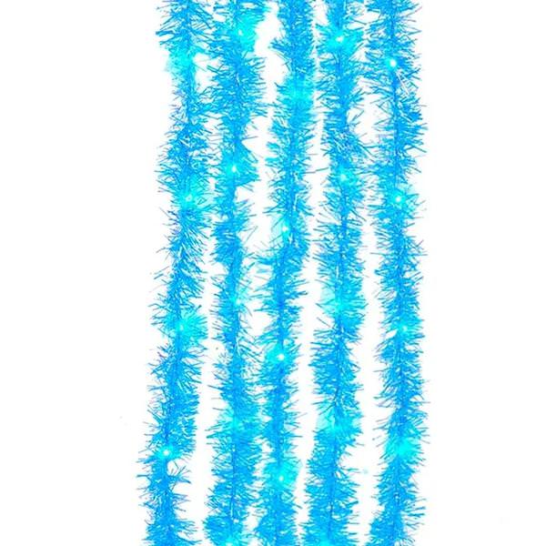 6.5' 100 Light Silver Wire Blue Tinsel Lights