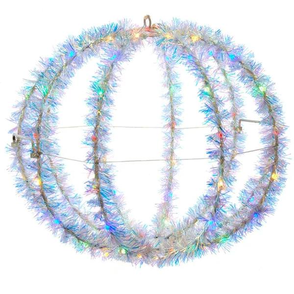 12" 100-Light Multicolor Foldable Tinsel Sphere LED Christmas Light