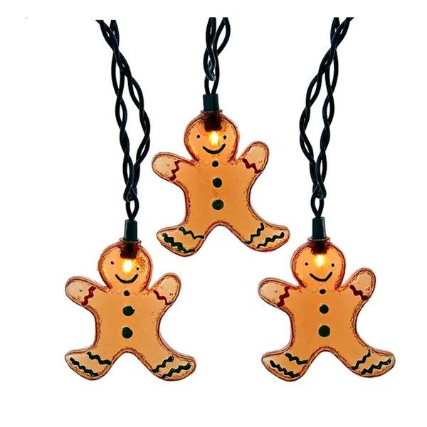 10 Light 9' Green Wire Gingerbread Man String Set