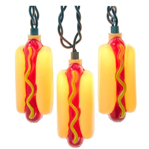 10 Light 9' Green Wire Hot Dog String Set