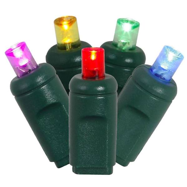 100 Light 50' Green Wire Multi-Color Lights 