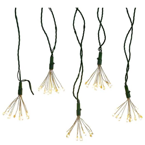 12' 75 Light Green Wire Warm White Cluster Burst Twinkle Lights