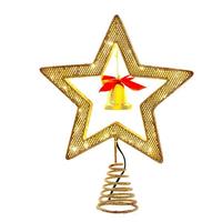 Kurt S. Adler 12" 45 Light 5 Point Warm White Gold Star Tree Topper