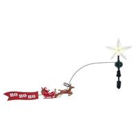 Kurt S. Adler 19.7" 5 Light Warm White Rotating Santa and Sleigh LED Star Tree Topper