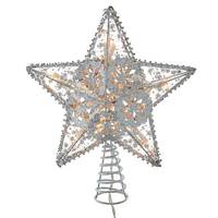Kurt S. Adler 10" 20 Light Silver Star Tree Topper
