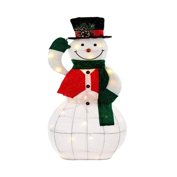 36" 36L LED Light-Up Warm White Animated Snowman Lawn Decor 