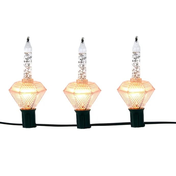 7 Light 11.5' C7 Silver Diamond Glitter Bubble Light Set