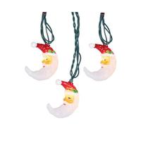 Kurt S. Adler 10 Light 9' UL Santa Moon Face Light Set