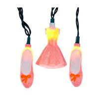 Kurt S. Adler 10 Light 30" Green Wire Pink Glittered Tutu and Ballet Shoes String Set