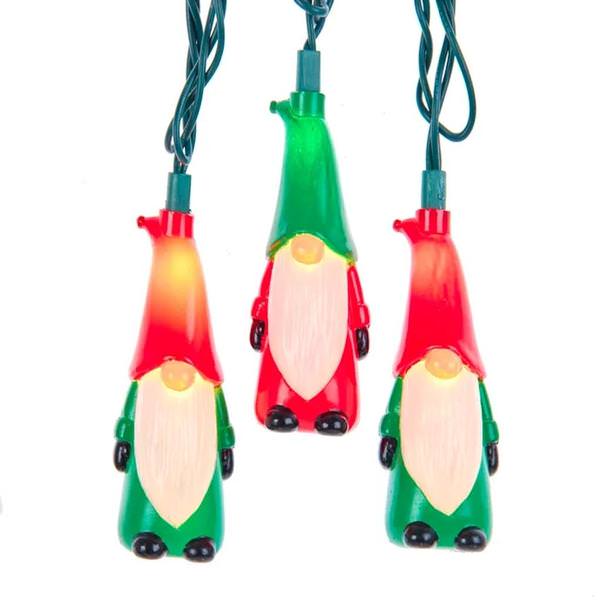 10 Light 30" Red & Green Gnome String Set