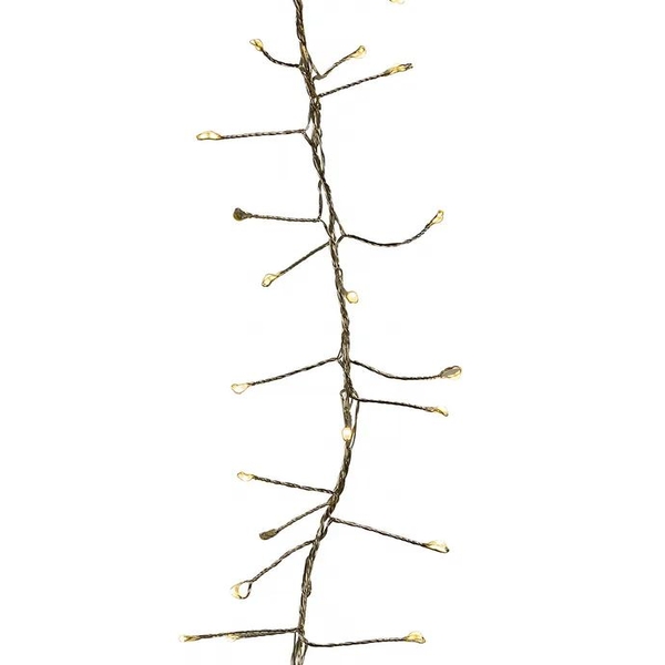 24' 720 Light Silver Wire Warm White Fairy Cluster Garland