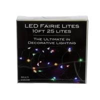 Kurt S. Adler 25 Light 8' Battery Operated Multicolor Green Wire Fairy Light Set 