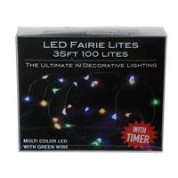 Kurt S. Adler 100 Light 33' Battery Operated Multicolor Green Wire Fairy Light Set 