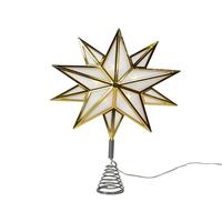 Kurt S. Adler 15" 10 Light Warm White Gold Star Christmas Tree Topper