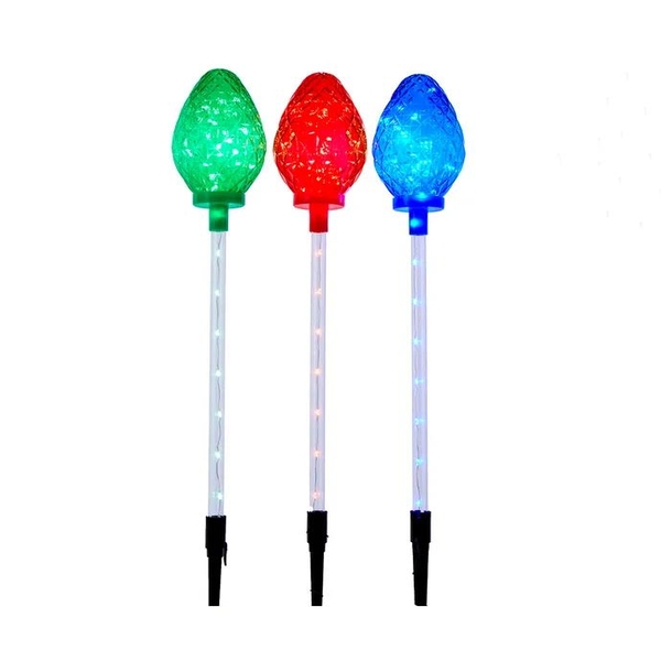 27.2" 105L LED 3-Piece Jumbo Multicolor Faceted C9 Yard Stakes