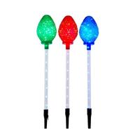 Kurt S. Adler 27.2" 105L LED 3-Piece Jumbo Multicolor Faceted C9 Yard Stakes