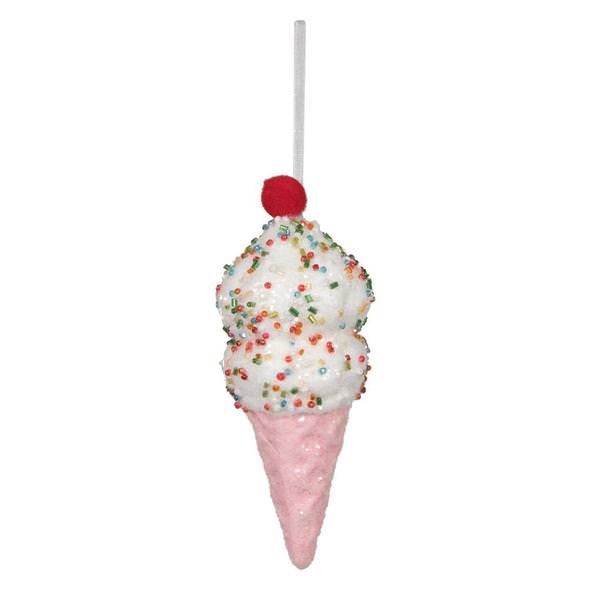 5.75" Pink Ice Cream Cone Ornament (3 Pack)