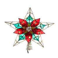Kurt S. Adler 10 Light 11.5" UL Capiz Gold Poinsettia Star Tree Topper