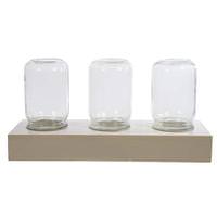 Kurt S. Adler 3-Piece White Wooden Glass Mason Jar Fairy Lights Display