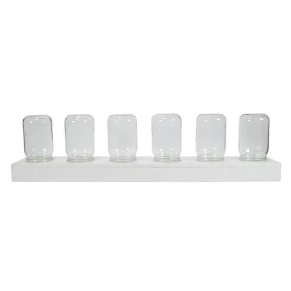 6-Piece White Wooden Glass Mason Jar Fairy Lights Display